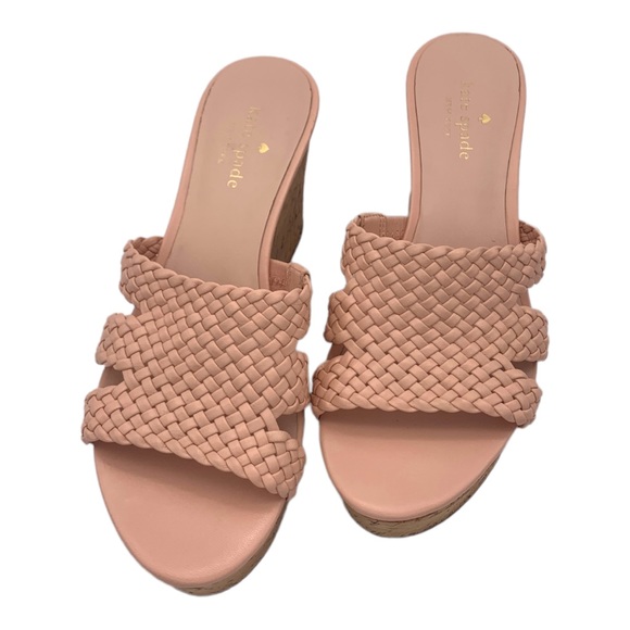 Kate Spade Wedges Pink Taravela Woven Cork Heel Wedges Baby Pink New Condition 7 - Picture 4 of 13
